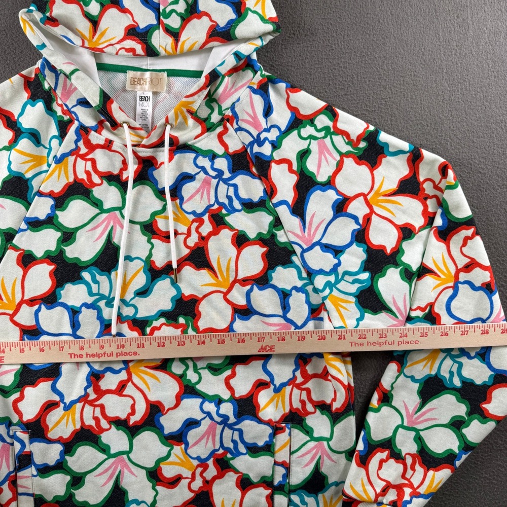 Beach Riot Hoodie Womens S White Floral Print French Terry Pullover Sweatshirt‎ - Picture 4 of 5